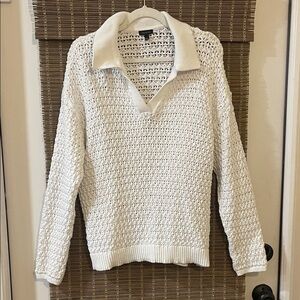 Talbots Cream V-Neck Knit Sweater